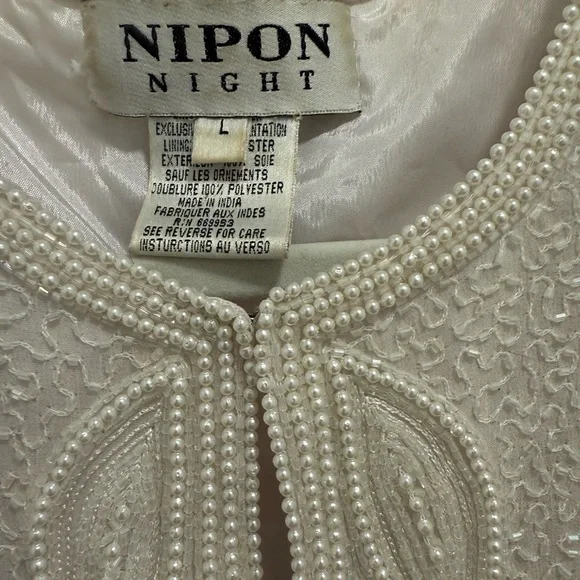 VINTAGE Nipon Boutique Cream Beaded Jacket - Picture 3 of 6